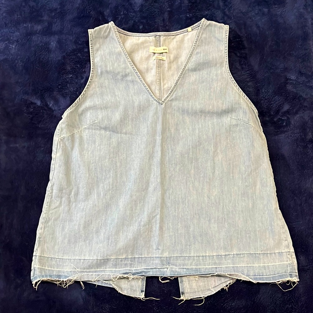 Rare find! V neck chambray denim frayed hem, rag and bone 100% cotton vest.